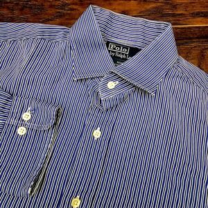 Polo Ralph Lauren Mens 16.5/34-35 Regent‎ Custom Fit Cotton Striped LS Shirt
